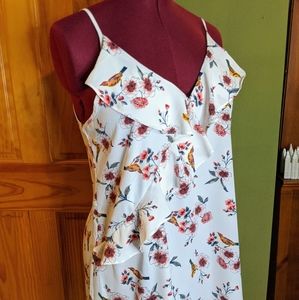 Floral Mini Dress with Ruffle V-neck